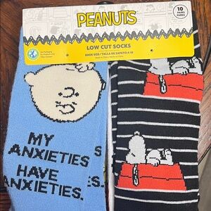Peanuts Blue and Black 10 pair Low Cut Socks Set